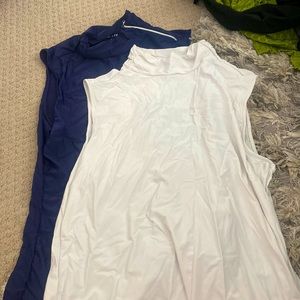 Sleeveless White and Blue Women's Top